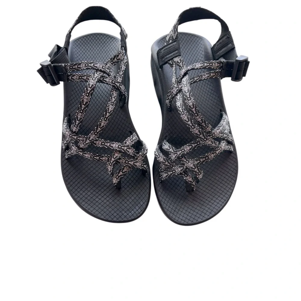 Chaco Z Cloud X2 Toe Loop Sport Sandals Black Gray Geometric Strap 9